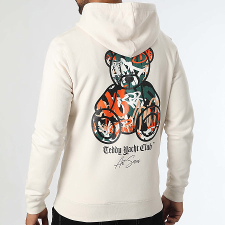 Teddy Yacht Club - Art Series Head Beige Hooded Zip Sweatshirt