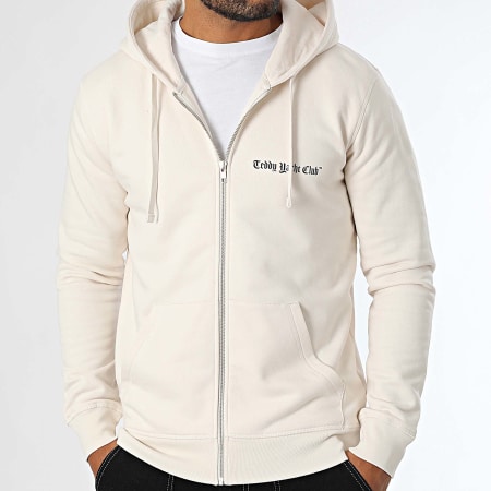 Teddy Yacht Club - Art Series Head Beige Hooded Zip Sweatshirt