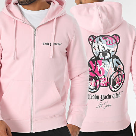 Teddy Yacht Club - Art Series Sudadera rosa con capucha y cremallera