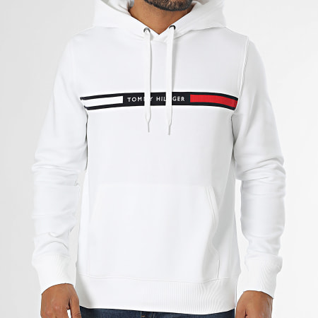 Tommy Hilfiger - Sweat Capuche Hilfiger Chest Insert 7361 Blanc