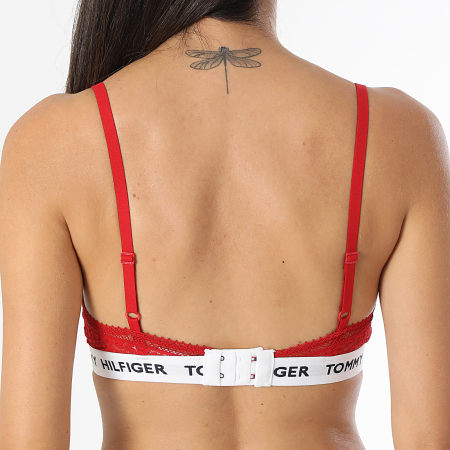 Tommy Hilfiger - Sujetador triángulo de encaje para mujer sin forro 5610 Rojo