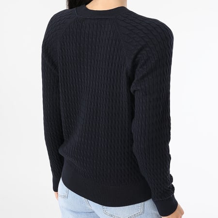 Tommy Hilfiger - Jersey de mujer con cuello en C y cable 1142 Azul marino