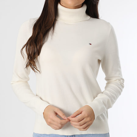 Tommy Hilfiger - Pull Col Roulé Femme Stitch Roll 3211 Beige Clair