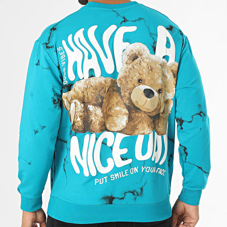 Classic Series - Tee Shirt Manches Longues Oversize Bleu Turquoise