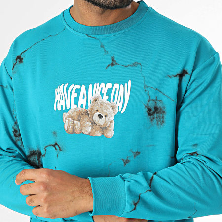 Classic Series - Tee Shirt Manches Longues Oversize Bleu Turquoise