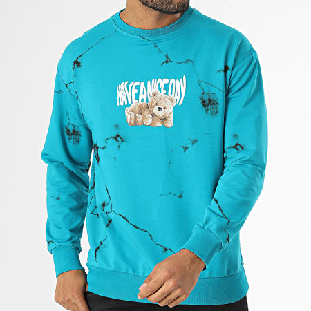 Classic Series - Tee Shirt Manches Longues Oversize Bleu Turquoise