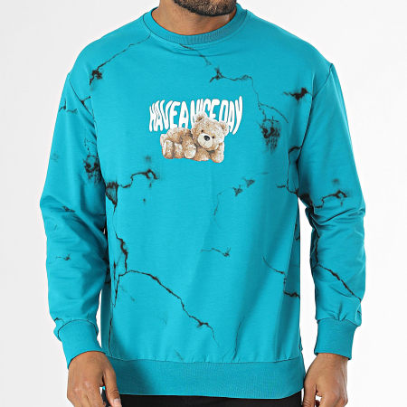 Classic Series - Tee Shirt Manches Longues Oversize Bleu Turquoise