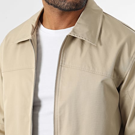 Frilivin - Conjunto de chaqueta con cremallera y pantalón beige