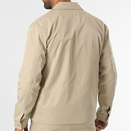 Frilivin - Conjunto de chaqueta con cremallera y pantalón beige