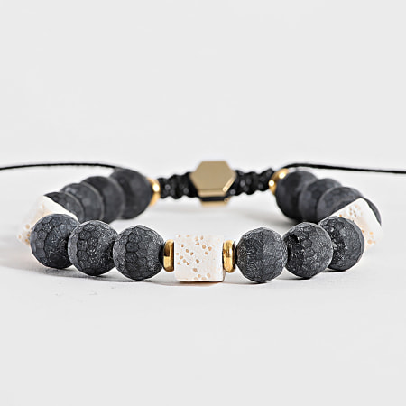 Frilivin - Bracelet Noir Blanc Doré
