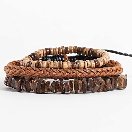 Frilivin - Lot De 3 Bracelets Marron Beige Camel