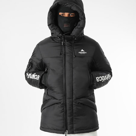 Helvetica - Mont Blank Long Hooded Jacket Zwart