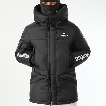 Helvetica - Mont Blank Long Hooded Jacket Zwart