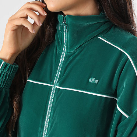 Lacoste - Veste Zippée Femme Oversized Fit Logo Brodé Crocodile Vert