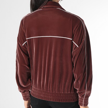 Lacoste - Veste Zippée Femme Oversized Fit Logo Brodé Crocodile Bordeaux