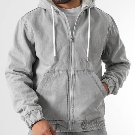 LBO - Sherpa 3625 Denim Chaqueta vaquera con capucha Gris claro