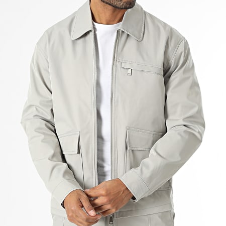 Frilivin - Conjunto de chaqueta gris con cremallera y pantalón de chándal