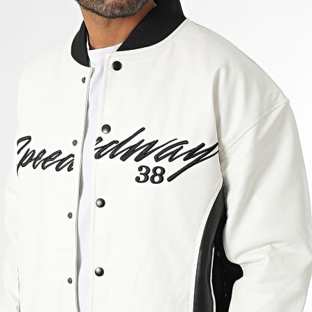 KZR - Veste Simili Cuir Blanc Noir