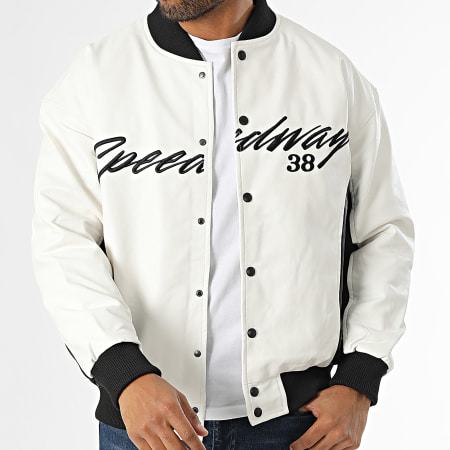Chaqueta de polipiel blanca y negra