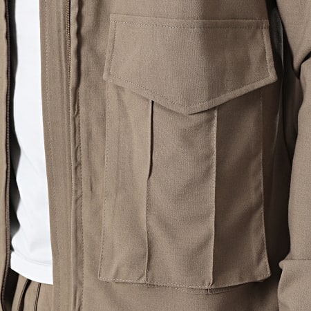 KZR - Ensemble Veste Zippée Et Pantalon Beige Foncé