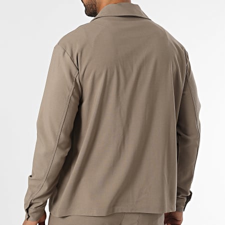 KZR - Ensemble Veste Zippée Et Pantalon Beige Foncé