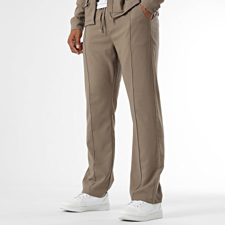 KZR - Ensemble Veste Zippée Et Pantalon Beige Foncé