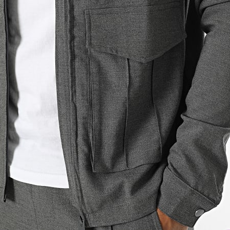 KZR - Ensemble Veste Zippée Et Pantalon Gris Anthracite