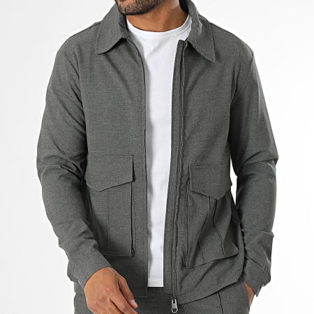KZR - Ensemble Veste Zippée Et Pantalon Gris Anthracite