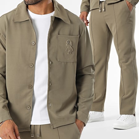 KZR - Ensemble Chemise Manches Longues Et Pantalon Beige Foncé