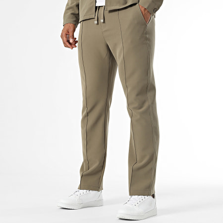 KZR - Ensemble Chemise Manches Longues Et Pantalon Beige Foncé