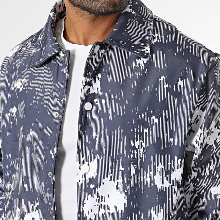 KZR - Ensemble Surchemise Manches Longues Et Pantalon Bleu Marine Blanc