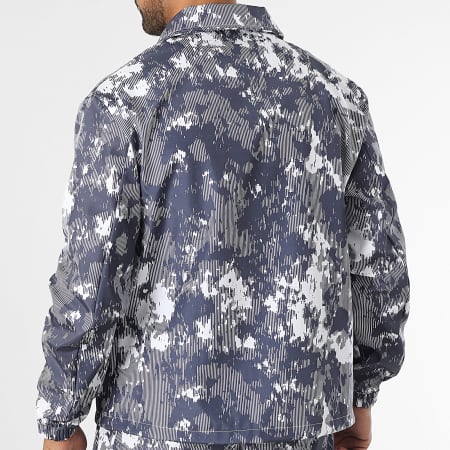 KZR - Ensemble Surchemise Manches Longues Et Pantalon Bleu Marine Blanc