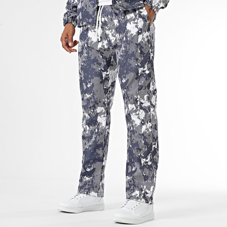 KZR - Ensemble Surchemise Manches Longues Et Pantalon Bleu Marine Blanc