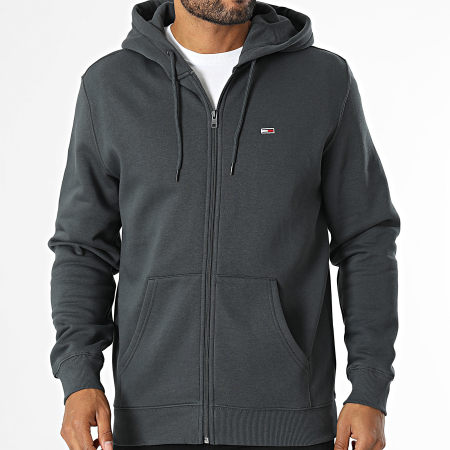 Tommy Jeans - Sweat Zippé Capuche Flag Zip 0743 Gris Anthracite