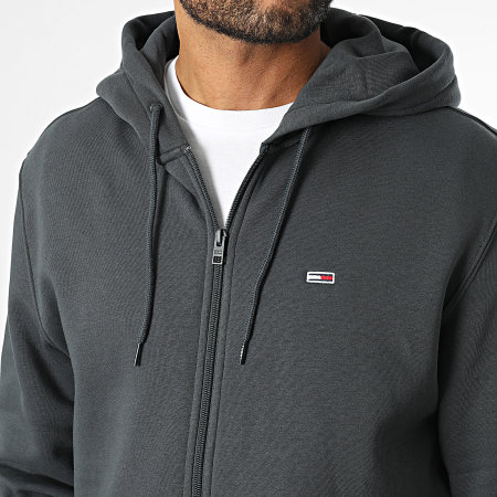 Tommy Jeans - Sweat Zippé Capuche Flag Zip 0743 Gris Anthracite