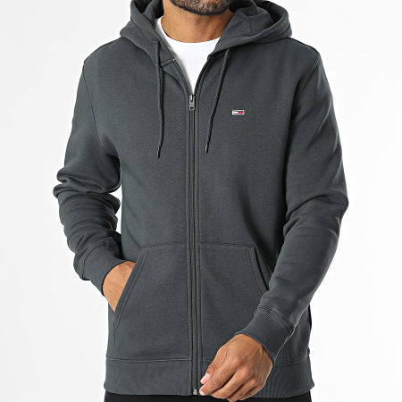 Tommy Jeans - Sweat Zippé Capuche Flag Zip 0743 Gris Anthracite