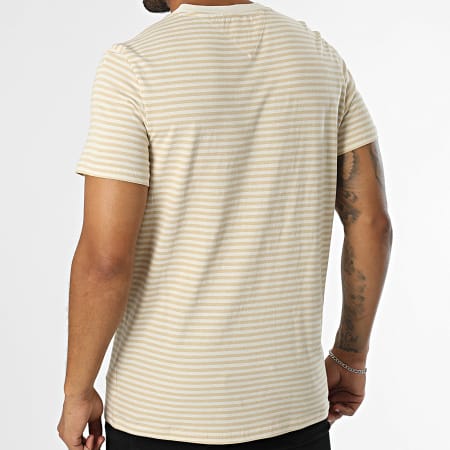 Tommy Jeans - Tee Shirt Slim A Rayures Entry Stripe 9723 Beige