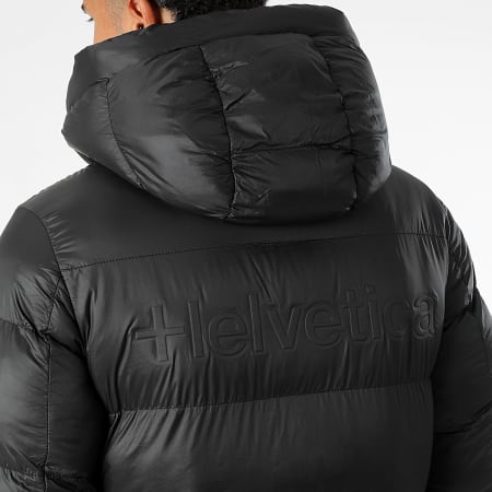 Helvetica - Plumífero con capucha Silver 2 Negro