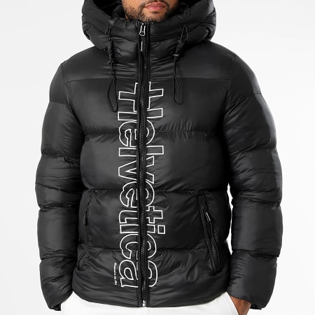 Helvetica - Plumífero con capucha Silver 2 Negro