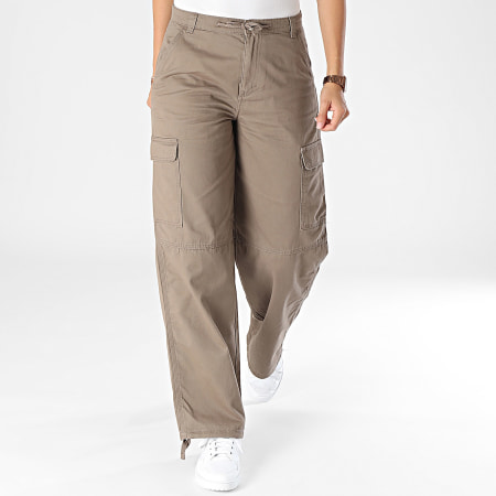 Only - Pantalon Cargo Loose Fit Femme Valerie Marron Clair