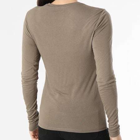 Only - Tee Shirt Manches Longues Femme Suma Woolblend Beige Foncé