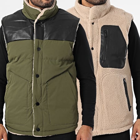 Classic Series - Abrigo sin mangas reversible Caqui Verde Beige