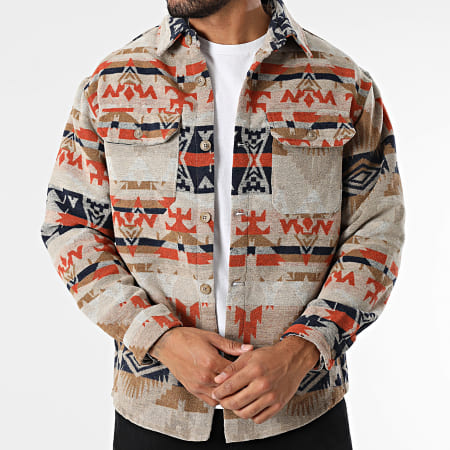 Classic Series - Sobrecamisa Beige Naranja Negro