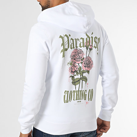 Luxury Lovers - Sweat Zippé Capuche Paradise Roses Clothing Blanc