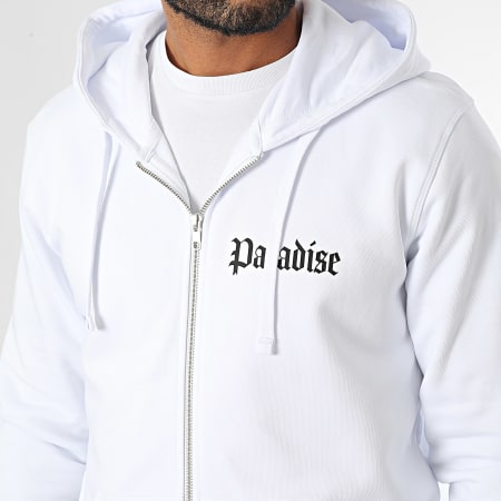 Luxury Lovers - Sweat Zippé Capuche Paradise Roses Clothing Blanc