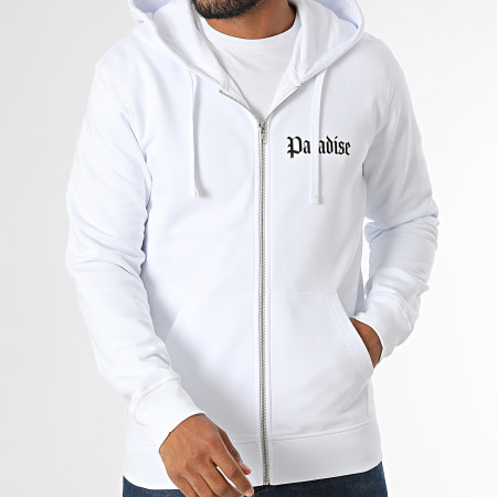 Luxury Lovers - Sweat Zippé Capuche Paradise Roses Clothing Blanc
