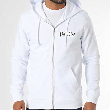 Luxury Lovers - Sweat Zippé Capuche Paradise Roses Clothing Blanc