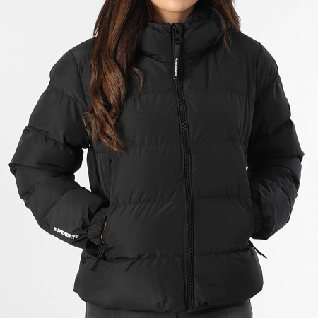 Doudoune Capuche Femme Sports Noir