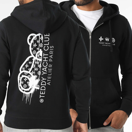 Teddy Yacht Club - Atelier Paris Hooded Zip Sweatshirt Zwart Wit