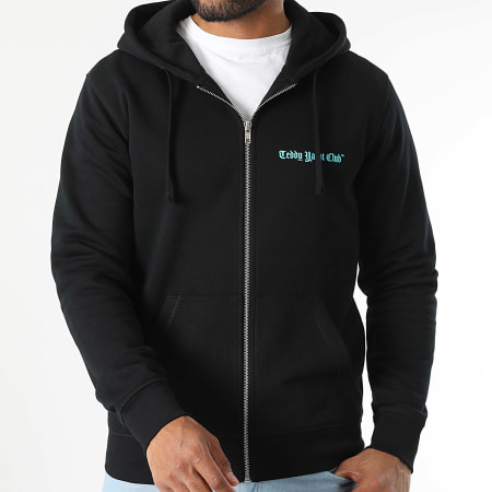 Teddy Yacht Club - Sweat Zippé Capuche Art Series Dripping Mono Noir Turquoise